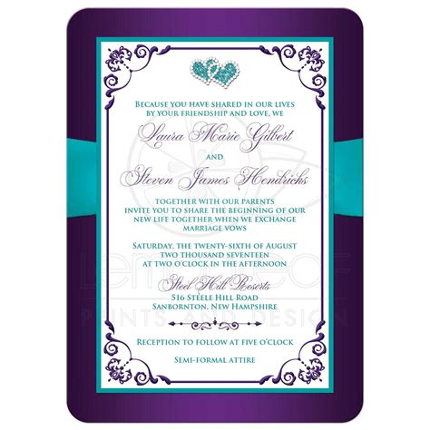 purple turquoise wedding invitations